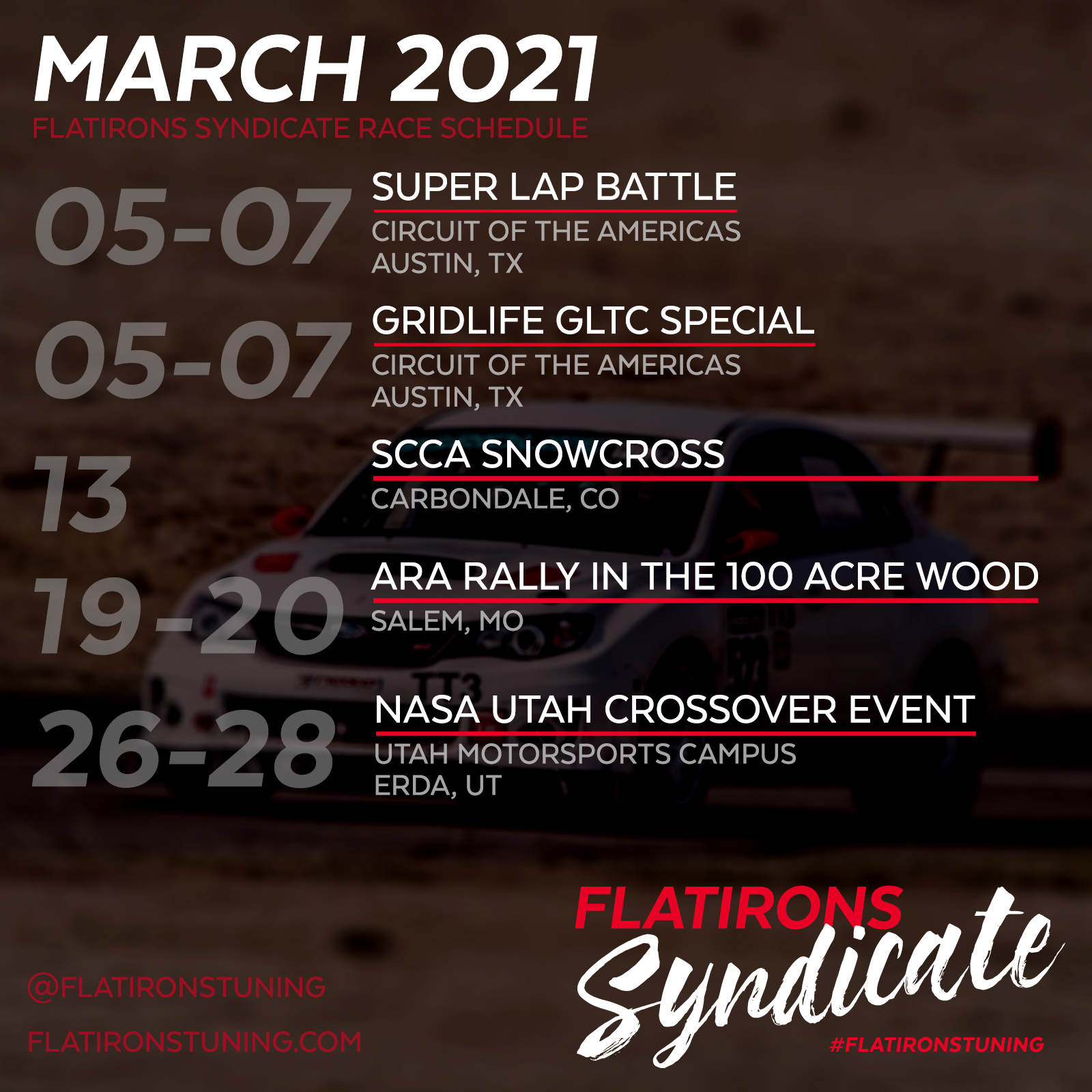 March 2021 Motorsport Calendar