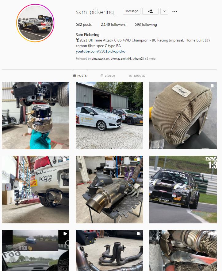 Sam Pickering Instagram page