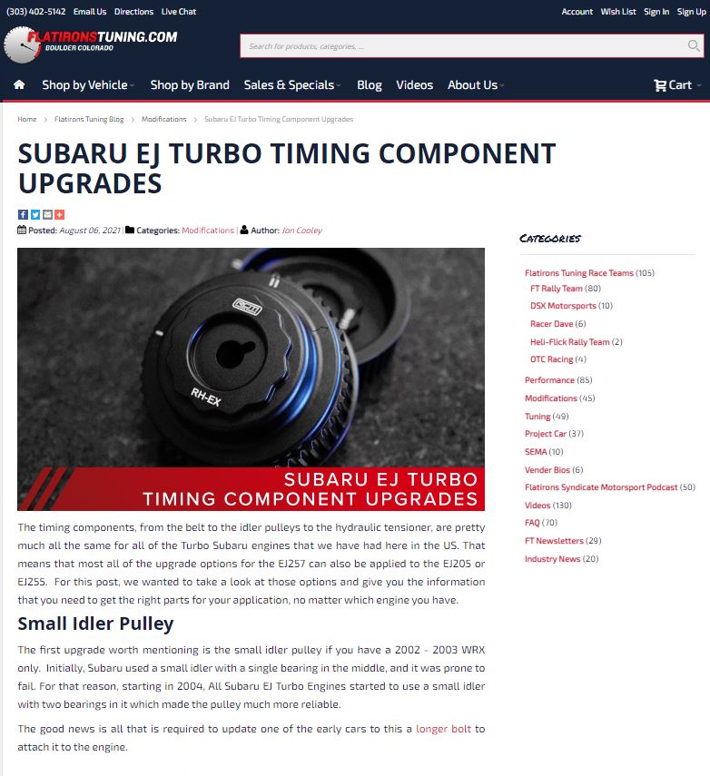 Timing Component Upgrades