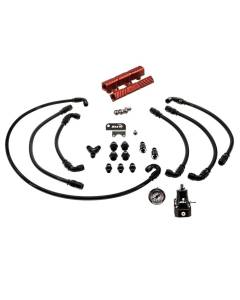 SMY V2 MAX Top Feed PTFE Fuel Line Kit Red Fuel Rails & Fuel Pressure Regulator (WRX / STI)